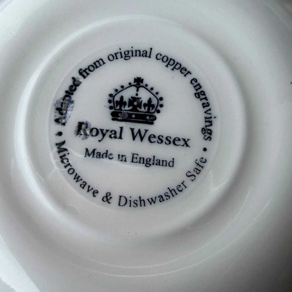 Royal Wessex Blue & White Floral Plate & Bowl Set Made in England B-11